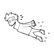 cartoon drenched man flying N14
