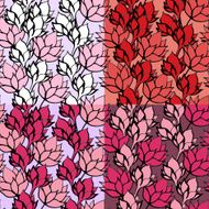 Pink Floral lotus Seamless Pattern Set