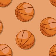 vector seamless pattern of basketball balls on brown background