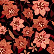 Floral seamless pattern over black background