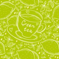 Seamless pattern with a cups and lemons