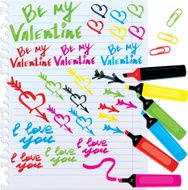 Set of different colors markers for Valentine`s Day design