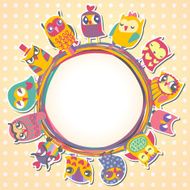 Childrens background with cartoon owls for cute card