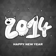 happy new year 2014 hand drawing card poster N2