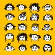 Set of female faces for your design