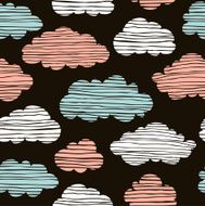 Doodle seamless pattern with clouds