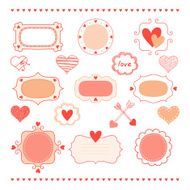 Set romantic frames and hearts