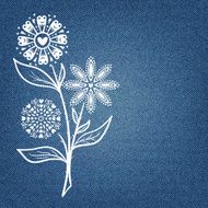 Banner on denim background with flowers N12