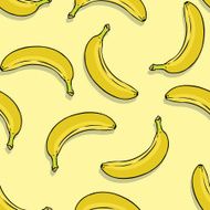 Vector seamless pattern of bananas on yellow background N2