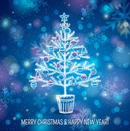 blue background with christmas tree