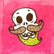 Skull With Mustache on Grunge Background
