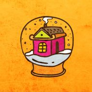 Snow Globe on Grunge Background