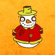 Snowman on Grunge Background