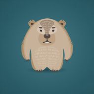 Funny cartoon wombat on dark blue background