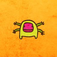 Four armed alien Monster Cartoon Illustration Doodle Design Paper Background