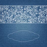 Banner on denim background with abstract hand-drawn pattern