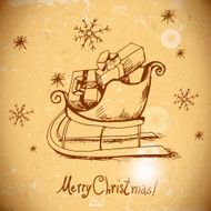 Vintage greeting card with Christmas sleigh N3