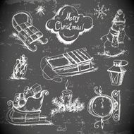 Hand-drawn New Year and Christmas set N7