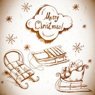Hand-drawn New Year and Christmas set N8