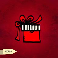 Holiday card with sketch gift box