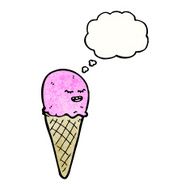 cartoon ice cream cone with thought bubble N3