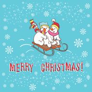 Christmas greeting card Snowman Vector illustration N5