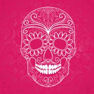 Day of The Dead pink and white Skull