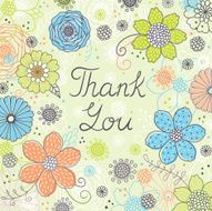 Thank you greeting card Vector floral background N2