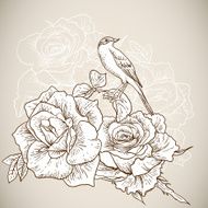 Beautiful Rose Background with Birds N2