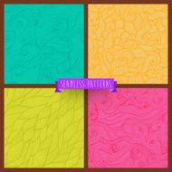 Vector set of four seamless hand-drawn pattern