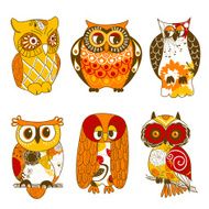 Collection of six different owls N2