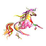 Horse sketch colorful for your design Symbol of 2014 year