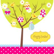 Retro Easter card with a tree