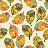 Vector Seamless Pattern with Autumn Leaves