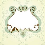 Vintage frame with two kissing doves N3