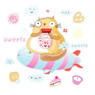 Cute cat with sweets