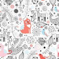 Seamless abstract background doodle floral pattern N2