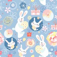 Abstract background doodle bunny pattern N2