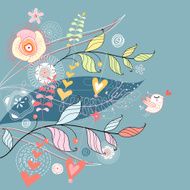 Abstract retro floral pattern N14