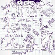 Shopping in New York doodles N4