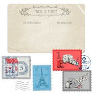 Vintage Postcard with Set of Stamps N2