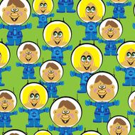 seamless pattern astronauts boys and girls N2