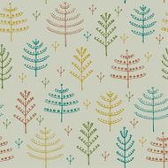 Decorative seamless pattern with ornamental trees