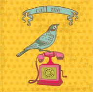 Vintage Telephone with a Bird