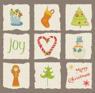 Christmas Design Elements on torn Paper N2