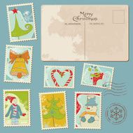Vintage Christmas Stamps and Postcard N2