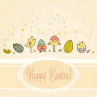 Cute hand drawn doodle Easter illustration and text frame N2