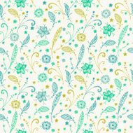 Doodle seamless texture with flowers N2