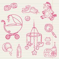 Doodled baby Girl Elements