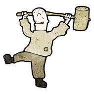 cartoon man with huge hammer